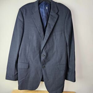 Hickey-Freeman Current Beacon Navy‎ Blue 100% Wool 2-Btn Sport Coat Blazer 46L